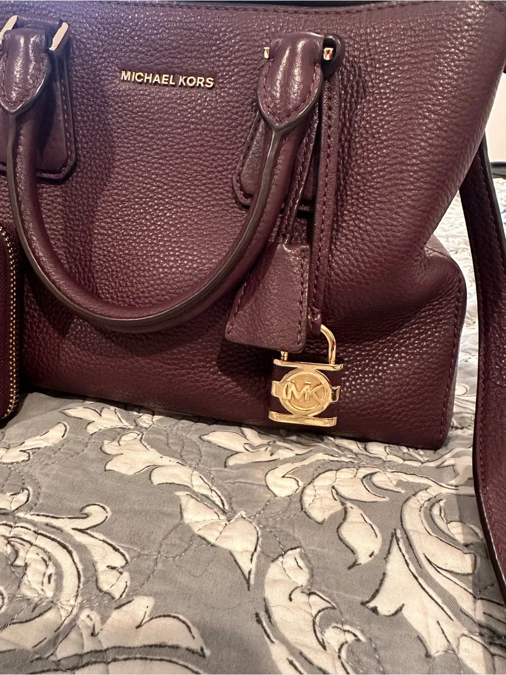 Michael Kors Deep Plum Pebbled Leather Satchel & Wallet